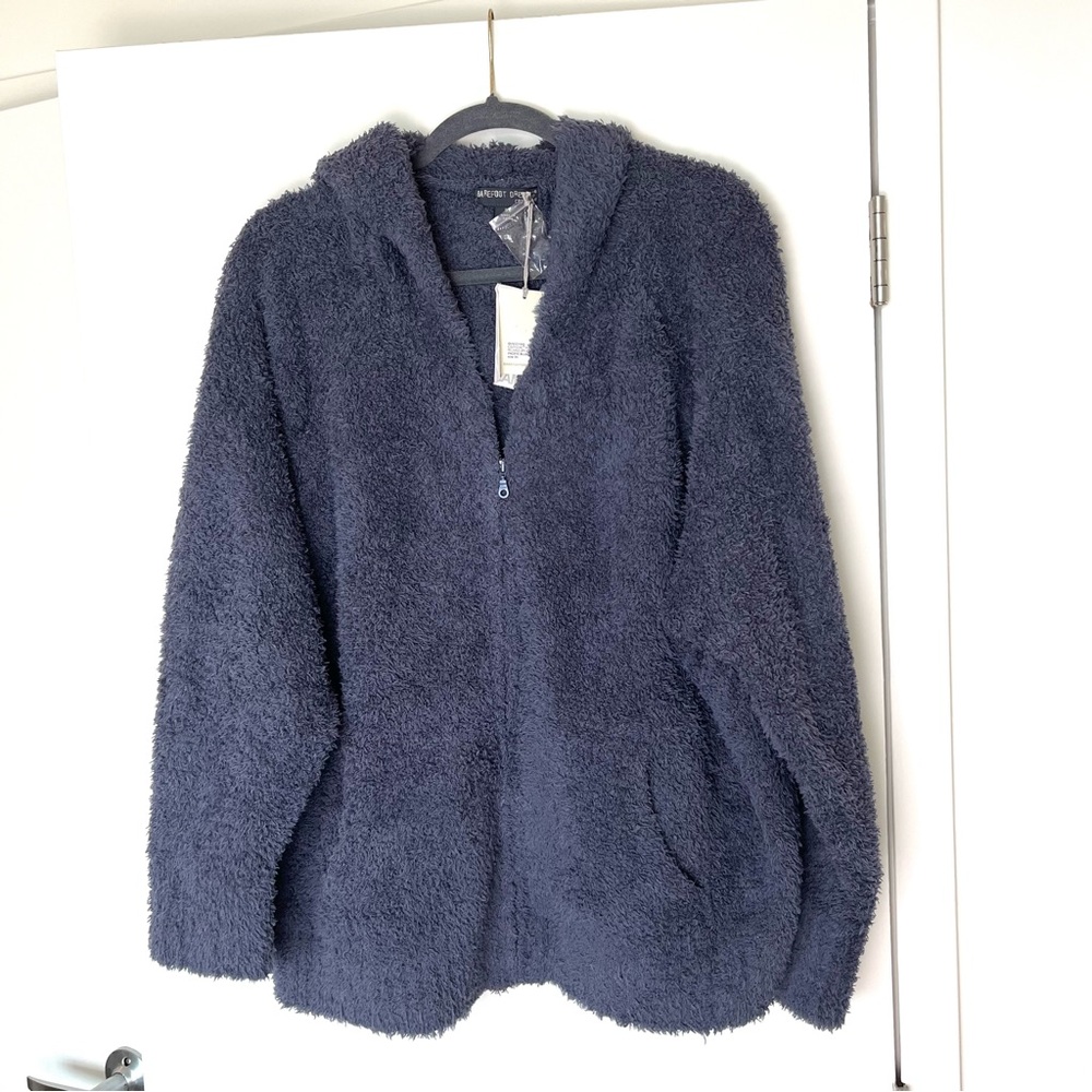 Barefoot Dreams Hoodie Grey Shaggy Zip-up Cardigan Plus Size 3X-NEW